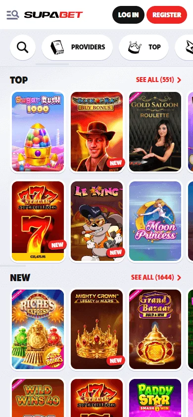 Supabet Casino mobile game library with pokies and live dealer choices